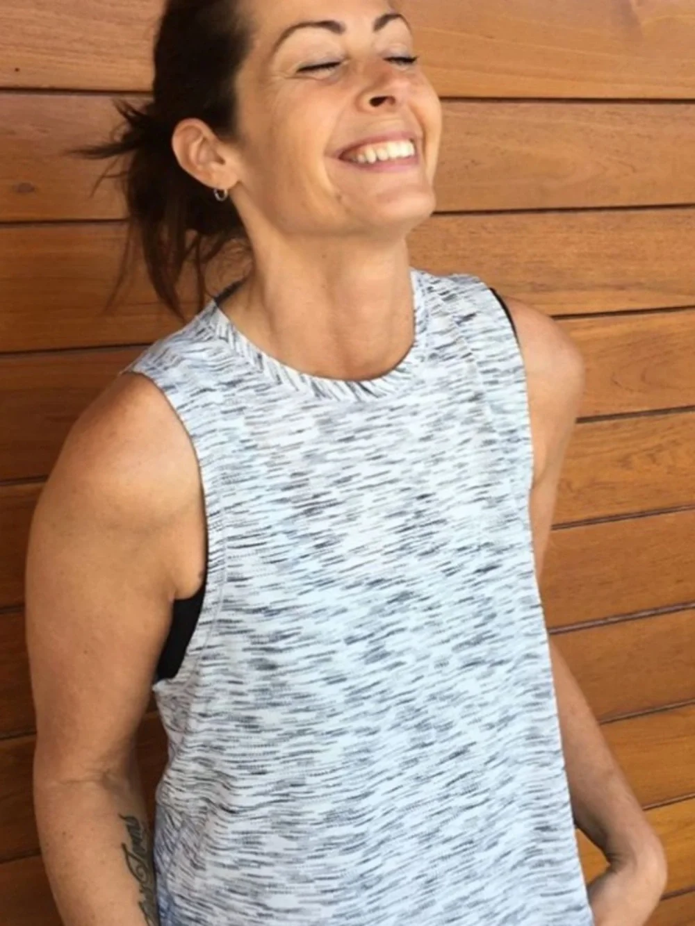 Lululemon Fast As Light Muscle Tank Tiger Space Dye Black White